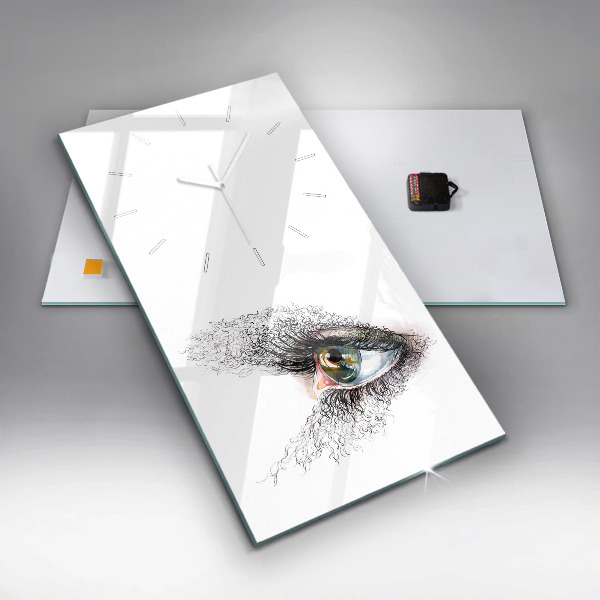 Ceas vertical de perete din sticlă Desen al unui ochi uman