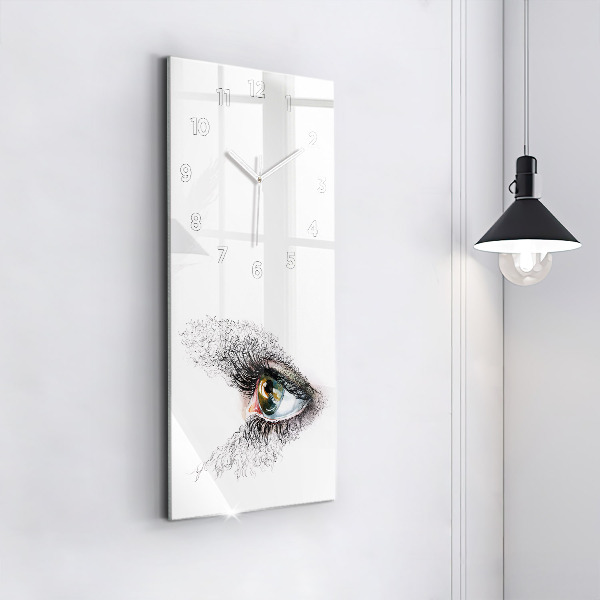 Ceas vertical de perete din sticlă Desen al unui ochi uman