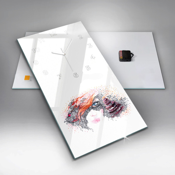 Ceas vertical de perete din sticlă Femeie dulce cu tort