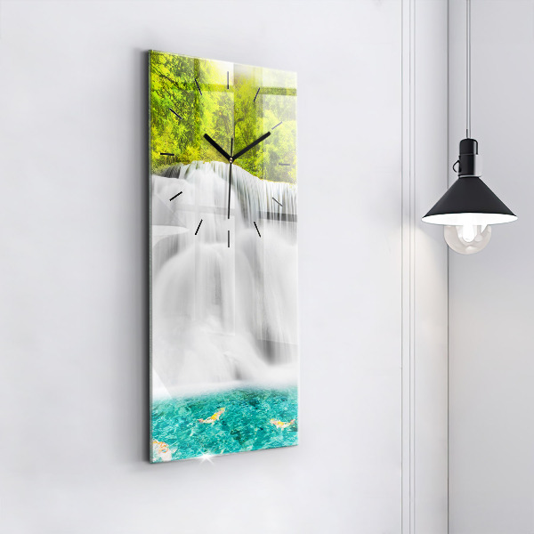 Ceas vertical de perete din sticlă Cascada în Thailanda