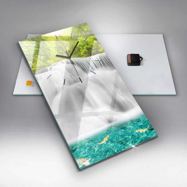 Ceas vertical de perete din sticlă Cascada în Thailanda