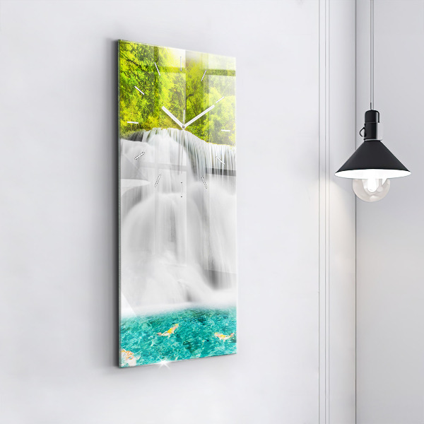 Ceas vertical de perete din sticlă Cascada în Thailanda