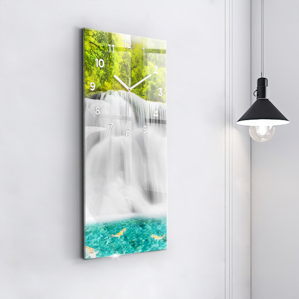 Ceas vertical de perete din sticlă Cascada în Thailanda