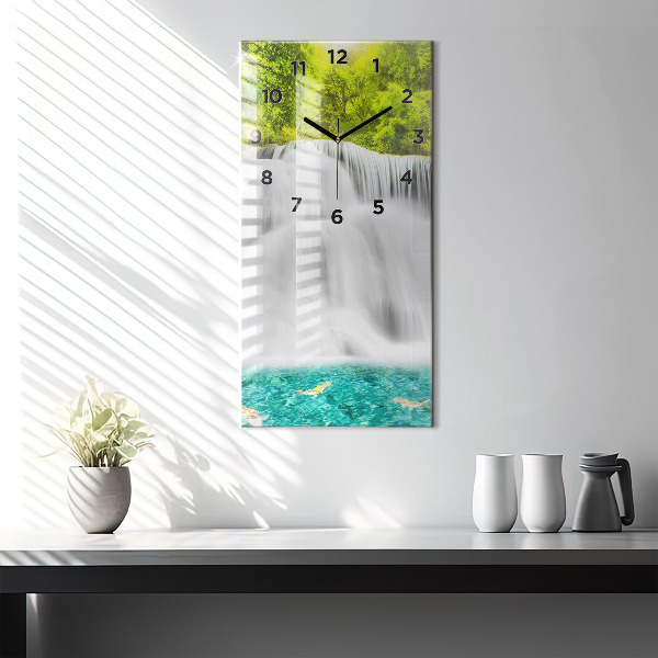Ceas vertical de perete din sticlă Cascada în Thailanda