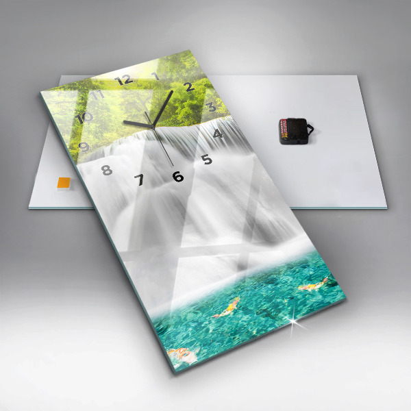 Ceas vertical de perete din sticlă Cascada în Thailanda