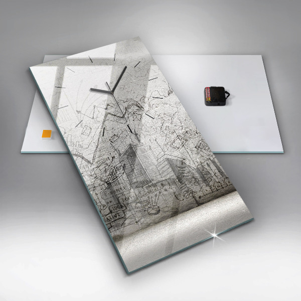 Ceas vertical de perete din sticlă Schița orașului
