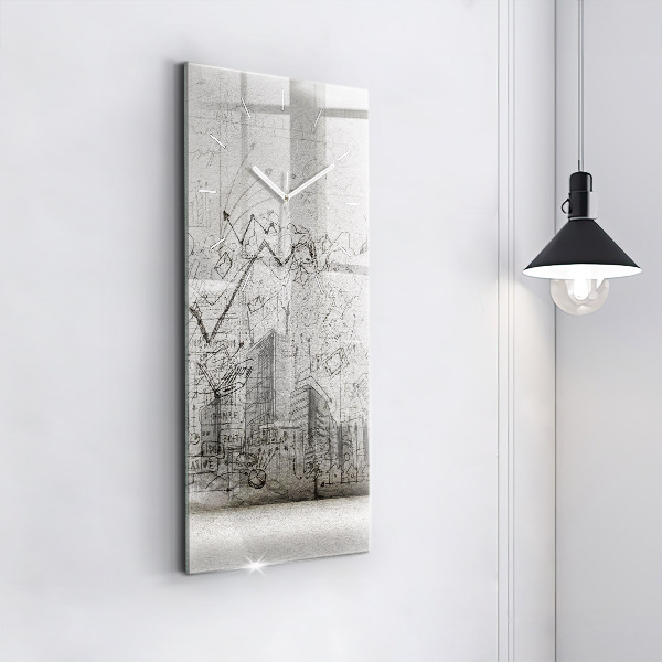 Ceas vertical de perete din sticlă Schița orașului