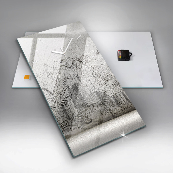 Ceas vertical de perete din sticlă Schița orașului