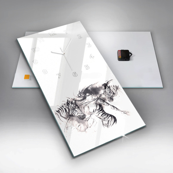 Ceas vertical de perete din sticlă Femeie și zebre