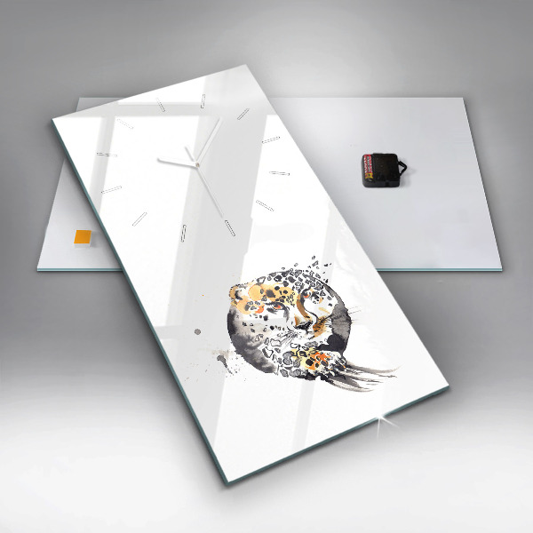 Ceas vertical de perete din sticlă Ghepard în interiorul unui cerc abstractie