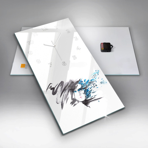 Ceas vertical de perete din sticlă Femeia se confruntă cu abstracția