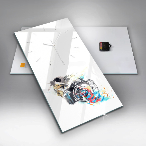 Ceas vertical de perete din sticlă Femeie fotograf