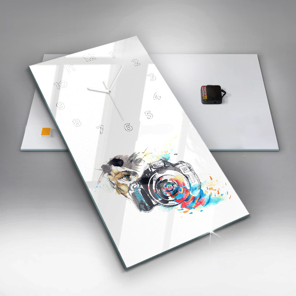 Ceas vertical de perete din sticlă Femeie fotograf