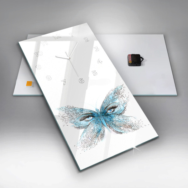 Ceas vertical de perete din sticlă Față în formă de fluture