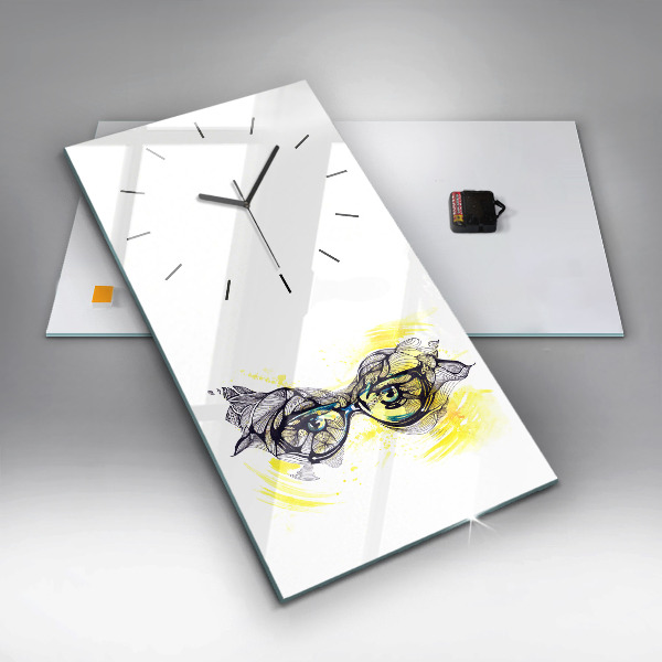 Ceas vertical de perete din sticlă Ochi cu ochelari