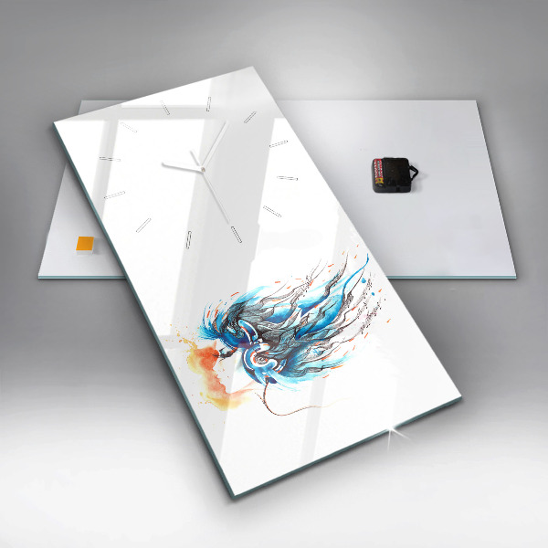 Ceas vertical de perete din sticlă Ilustrație pentru căști