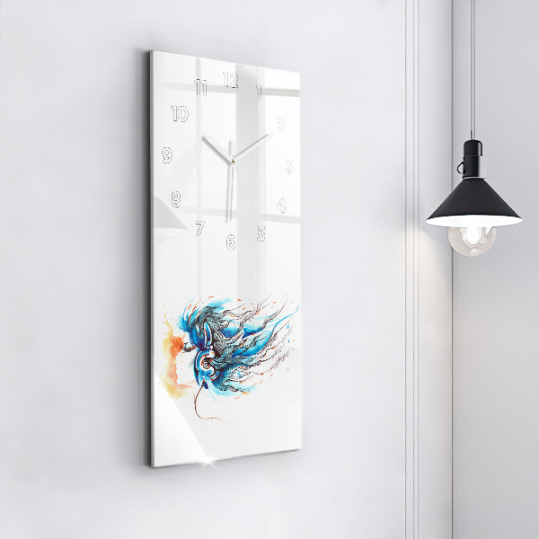 Ceas vertical de perete din sticlă Ilustrație pentru căști