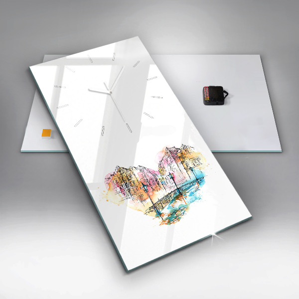 Ceas vertical de perete din sticlă Arhitectură pictată