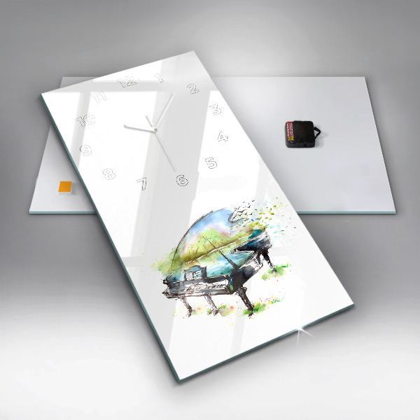 Ceas vertical de perete din sticlă Ilustrație a celor 4 anotimpuri