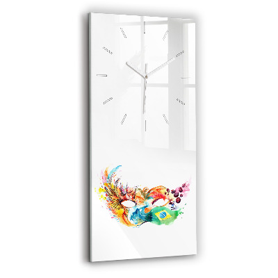 Ceas vertical de perete din sticlă Cultură - steag brazilian