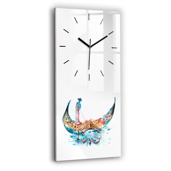 Ceas vertical de perete din sticlă Italia - Gondola venețiană