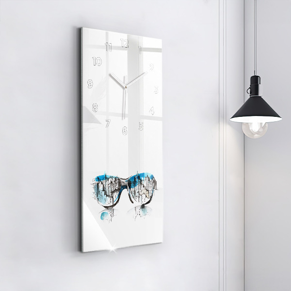 Ceas vertical de perete din sticlă Orașul în ochelari