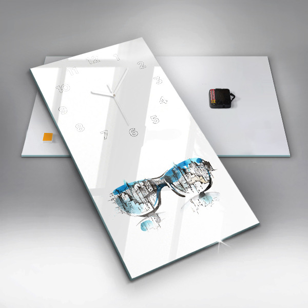 Ceas vertical de perete din sticlă Orașul în ochelari