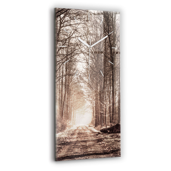 Ceas vertical de perete din sticlă Poteca în sepia