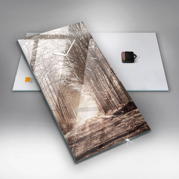 Ceas vertical de perete din sticlă Poteca în sepia