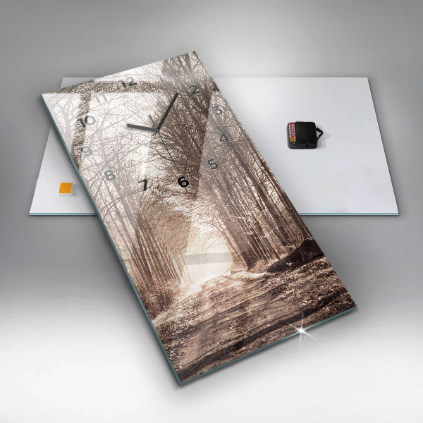 Ceas vertical de perete din sticlă Poteca în sepia