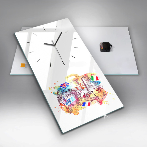 Ceas vertical de perete din sticlă Țări atractive ale lumii