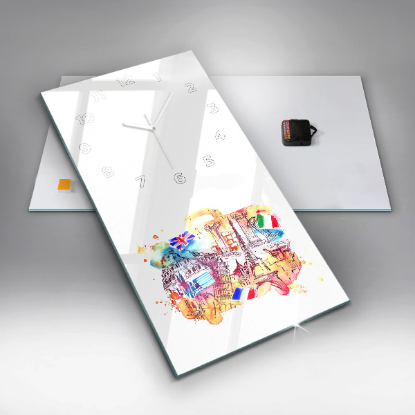 Ceas vertical de perete din sticlă Țări atractive ale lumii