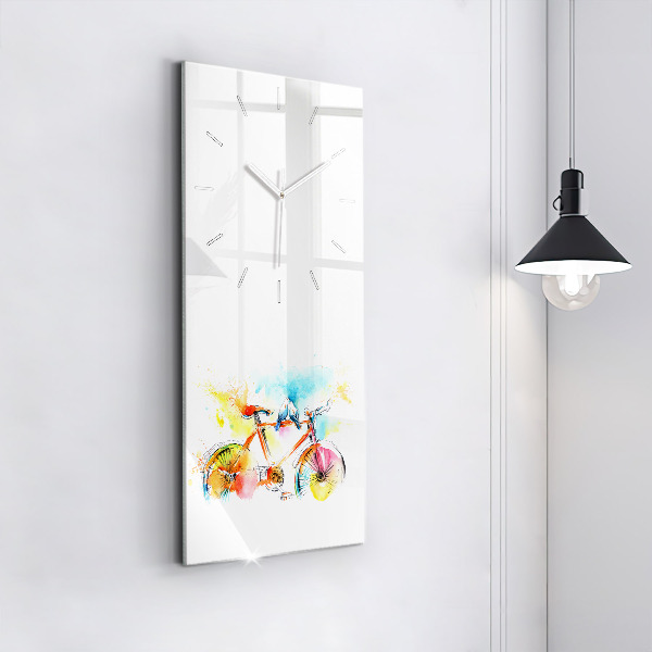 Ceas vertical de perete din sticlă Bicicleta pictata