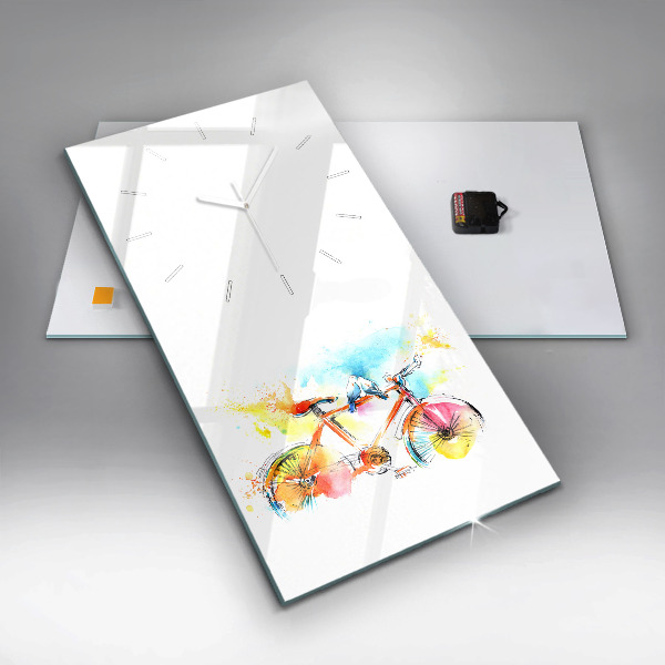 Ceas vertical de perete din sticlă Bicicleta pictata