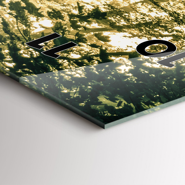 Ceas vertical de perete din sticlă Raze de soare din pădure