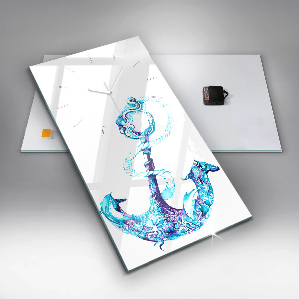 Ceas vertical de perete din sticlă Ancoră de mare