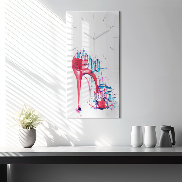 Ceas vertical de perete din sticlă Toc roșu