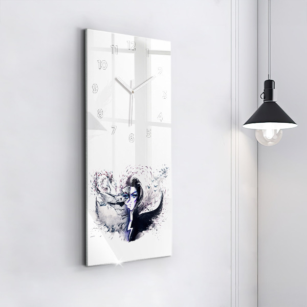 Ceas vertical de perete din sticlă Ilustrație de femei