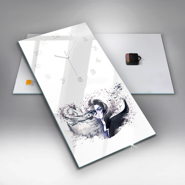 Ceas vertical de perete din sticlă Ilustrație de femei