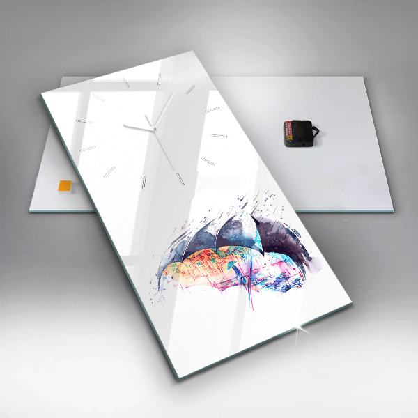 Ceas vertical de perete din sticlă Umbrelă de ploaie și oraș