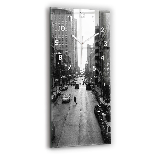 Ceas vertical de perete din sticlă Străzile orașului Chicago