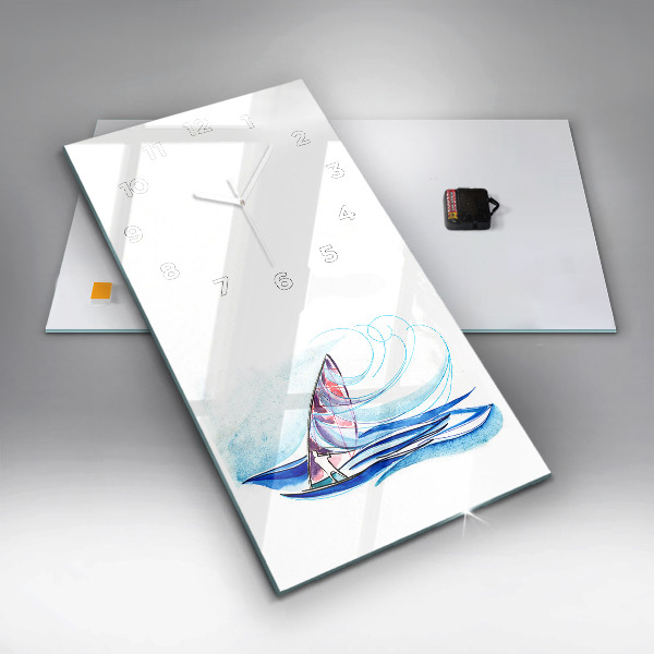 Ceas vertical de perete din sticlă Placă de surf