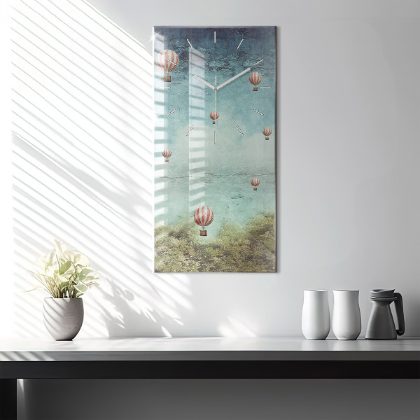 Ceas vertical de perete din sticlă Baloane pictate