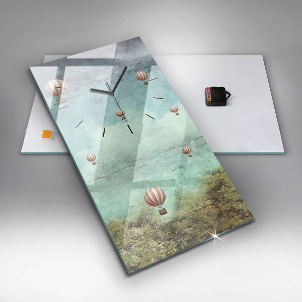 Ceas vertical de perete din sticlă Baloane pictate