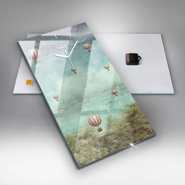 Ceas vertical de perete din sticlă Baloane pictate