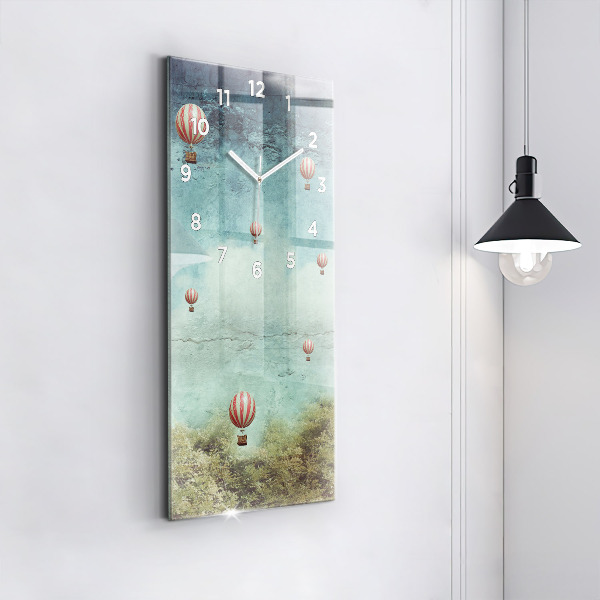 Ceas vertical de perete din sticlă Baloane pictate