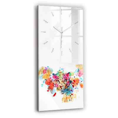 Ceas vertical de perete din sticlă Pisica sălbatică abstractă