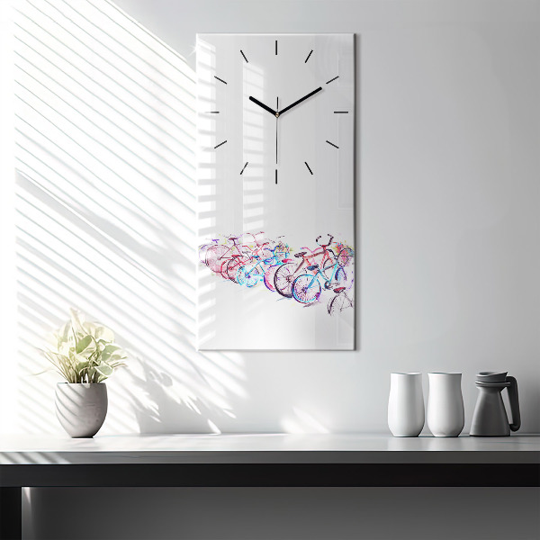 Ceas vertical de perete din sticlă Biciclete de oraș colorate