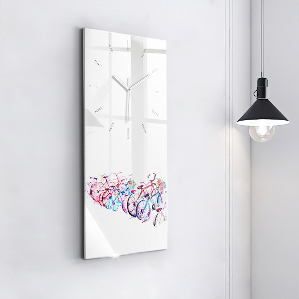 Ceas vertical de perete din sticlă Biciclete de oraș colorate