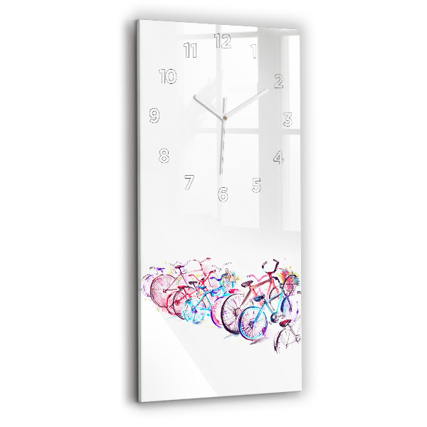 Ceas vertical de perete din sticlă Biciclete de oraș colorate